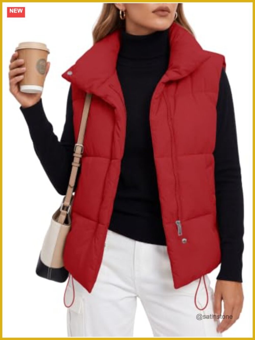 Women Cropped Puffer Vest Asymmetric Zip Stand Collar Warm Jacket